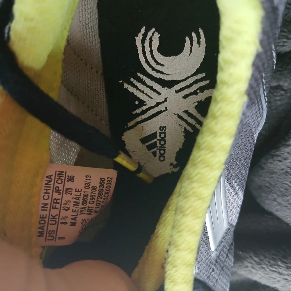 Adidas Adizero XC Spikes Mens 9 Grey Black Neon‎ Yellow Cross Country Racing
